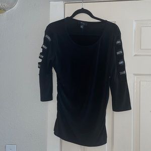 BCX women’s black rouse side peek a boo sleeve blouse